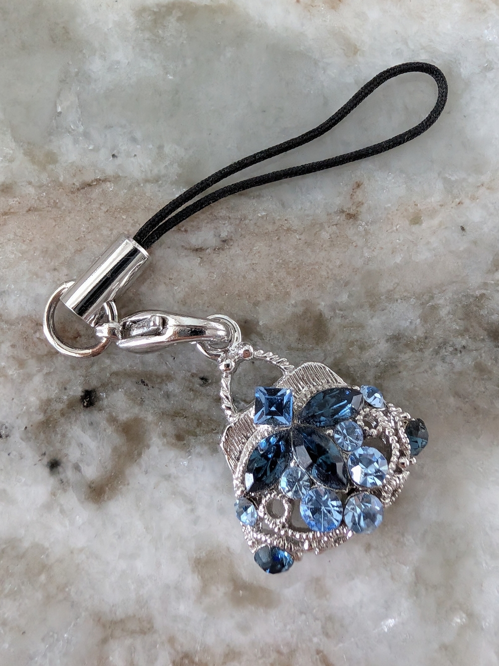 Blue Crystal Purse Charm